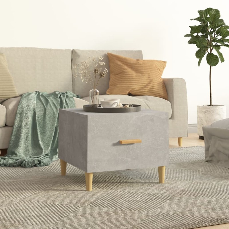 vidaXL Mesa de centro madera contrachapada gris hormigón 50x50x40cm vidaXL Mesa de centro madera contrachapada gris hormigón 50x50x40cm