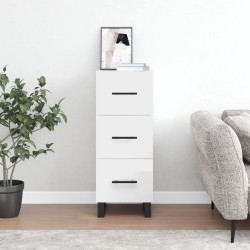 vidaXL Aparador de madera contrachapada blanco brillante 34,5x34x90 cm