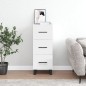 vidaXL Aparador de madera contrachapada blanco brillante 34,5x34x90 cm