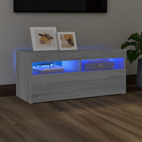 vidaXL Mueble de TV con luces LED gris Sonoma 90x35x40 cm
