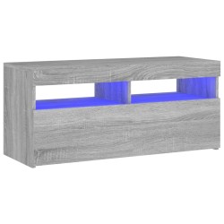 vidaXL Mueble de TV con luces LED gris Sonoma 90x35x40 cm