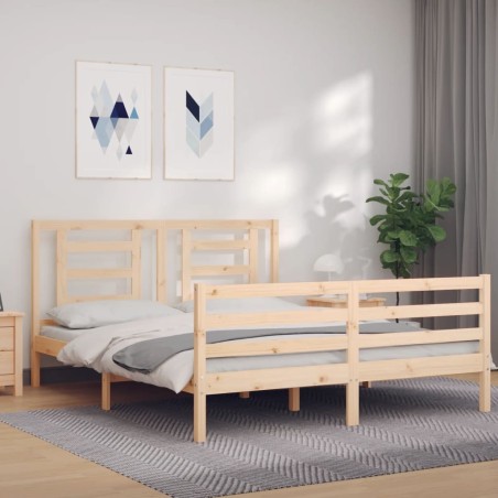 vidaXL Estructura de cama con cabecero madera maciza 160x200 cm