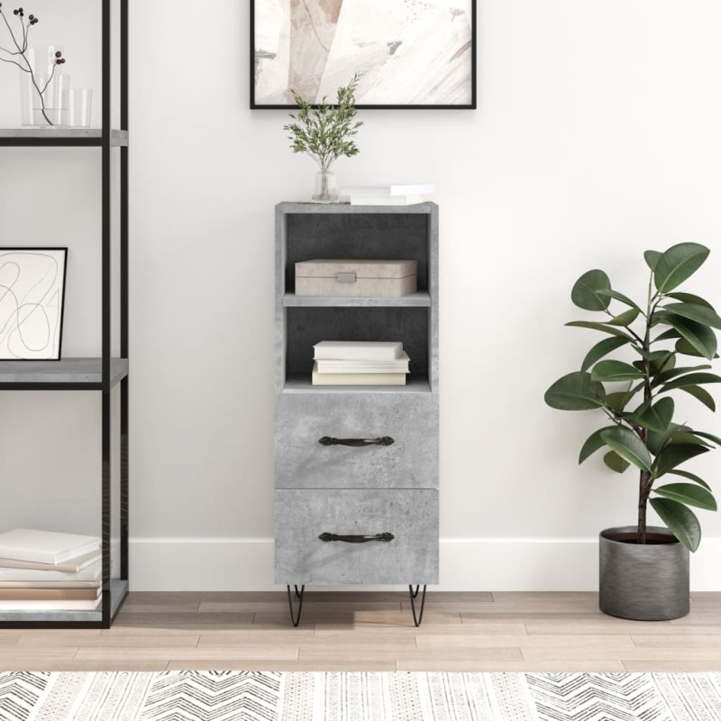 vidaXL Aparador de madera contrachapada gris hormigón 34,5x34x90 cm vidaXL Aparador de madera contrachapada gris hormigón 34,5x34x90 cm