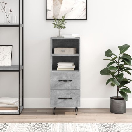 vidaXL Aparador de madera contrachapada gris hormigón 34,5x34x90 cm