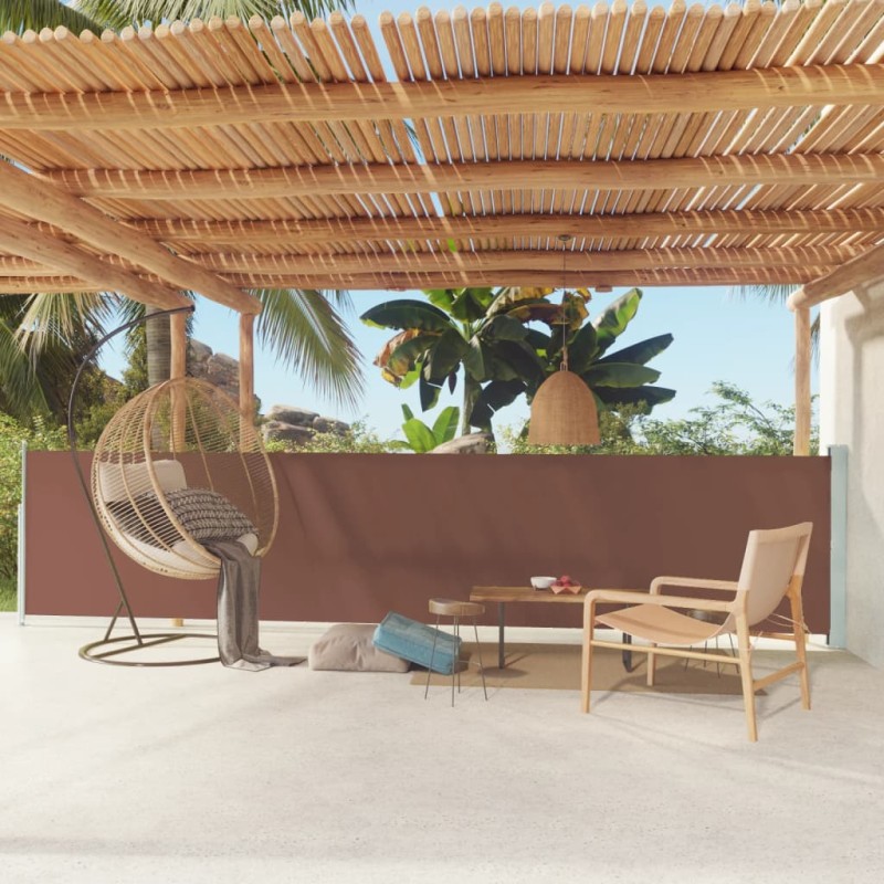 vidaXL Toldo lateral retráctil de jardín marrón 117x600 cm vidaXL Toldo lateral retráctil de jardín marrón 117x600 cm