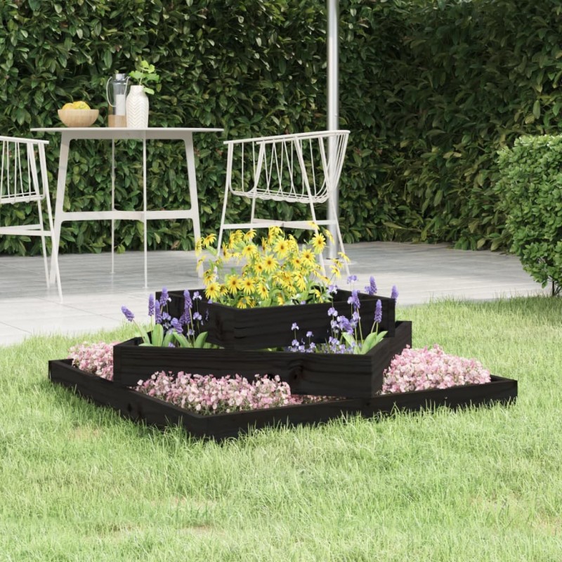 vidaXL Jardinera de madera maciza de pino negro 83x83x27 cm vidaXL Jardinera de madera maciza de pino negro 83x83x27 cm