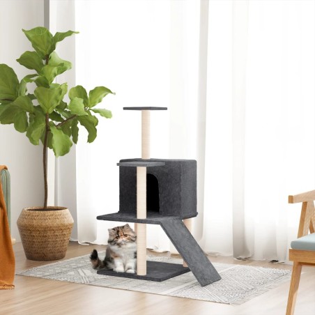 vidaXL Rascador para gatos con postes de sisal gris oscuro 109 cm