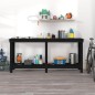 vidaXL Banco de trabajo de madera maciza de pino negro 180x50x80 cm vidaXL Banco de trabajo de madera maciza de pino negro 180x50x80 cm