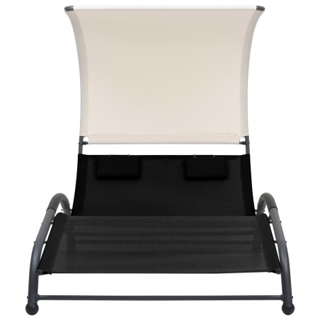 vidaXL Tumbona doble con toldo textilene negro