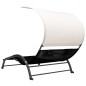 vidaXL Tumbona doble con toldo textilene negro vidaXL Tumbona doble con toldo textilene negro