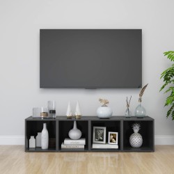 vidaXL Muebles TV 4 uds madera contrachapada gris brillo 37x35x37 cm