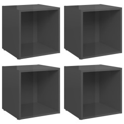vidaXL Muebles TV 4 uds madera contrachapada gris brillo 37x35x37 cm