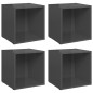 vidaXL Muebles TV 4 uds madera contrachapada gris brillo 37x35x37 cm vidaXL Muebles TV 4 uds madera contrachapada gris brillo 37x35x37 cm