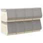 vidaXL Cajas de almacenaje apilables con tapas 8 uds tela gris y crema vidaXL Cajas de almacenaje apilables con tapas 8 uds tela gris y crema