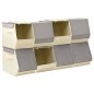 vidaXL Cajas de almacenaje apilables con tapas 8 uds tela gris y crema vidaXL Cajas de almacenaje apilables con tapas 8 uds tela gris y crema