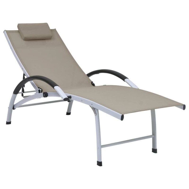 vidaXL Tumbona de aluminio textilene gris taupe vidaXL Tumbona de aluminio textilene gris taupe