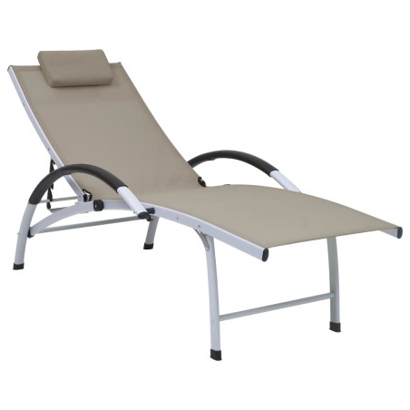 vidaXL Tumbona de aluminio textilene gris taupe