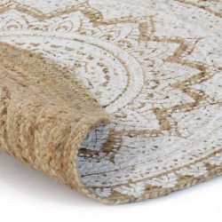 vidaXL Alfombra redonda yute trenzado estampado 240 cm