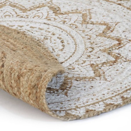 vidaXL Alfombra redonda yute trenzado estampado 240 cm