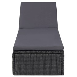 vidaXL Tumbona de ratán sintético negra y gris oscuro