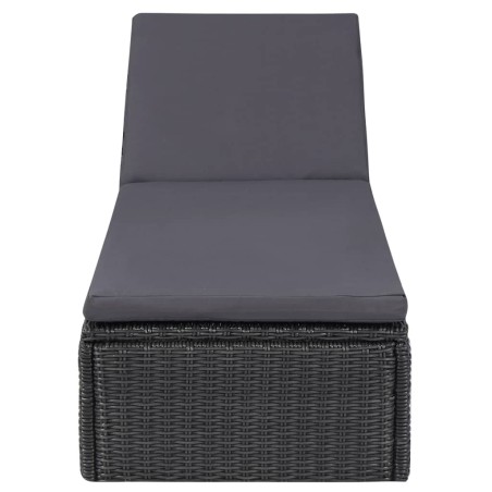 vidaXL Tumbona de ratán sintético negra y gris oscuro