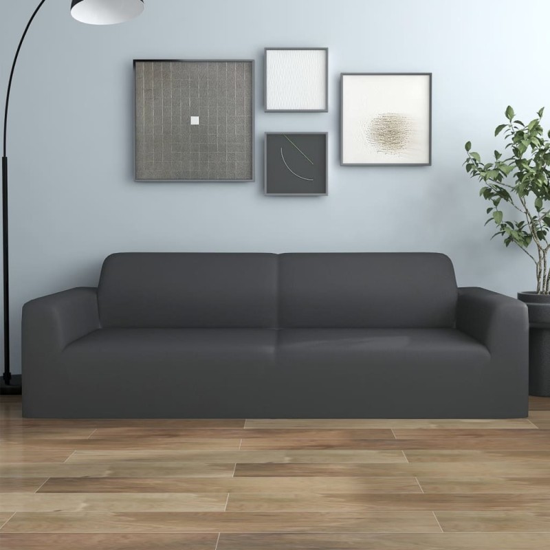 vidaXL Funda elástica de sillón de 3 plazas poliéster jersey antracita vidaXL Funda elástica de sillón de 3 plazas poliéster jersey antracita