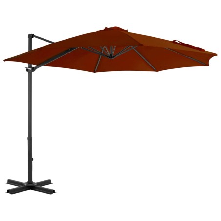 vidaXL Sombrilla voladiza con palo de aluminio terracota 300 cm