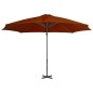 vidaXL Sombrilla voladiza con palo de aluminio terracota 300 cm