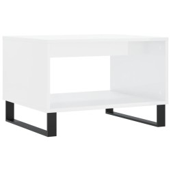 vidaXL Mesa de centro madera de ingeniería blanco brillo 60x50x40 cm
