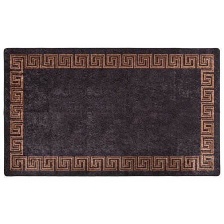 vidaXL Alfombra lavable antideslizante negro y dorado 190x300 cm