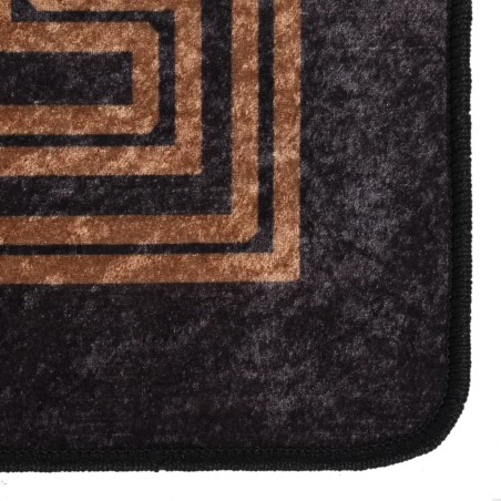 vidaXL Alfombra lavable antideslizante negro y dorado 190x300 cm