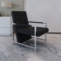 vidaXL Sillón con patas cromadas y cuero artificial negro