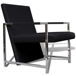 vidaXL Sillón con patas cromadas y cuero artificial negro