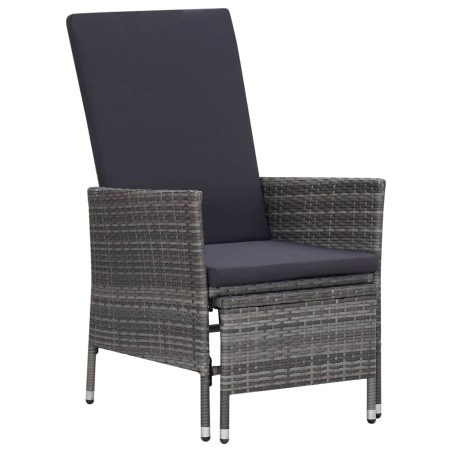 vidaXL Sillón reclinable de jardín con cojines ratán sintético gris