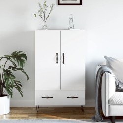 vidaXL Aparador alto madera de ingeniería blanco brillo 69,5x31x115 cm
