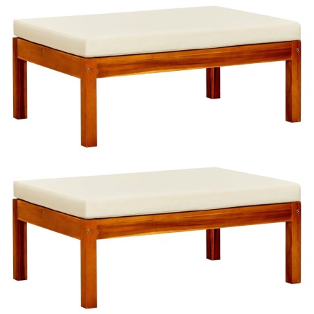 vidaXL Reposapiés de jardín 2 unidades madera maciza de acacia