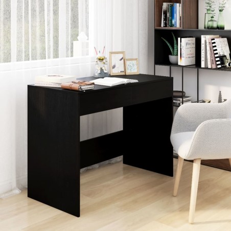 vidaXL Escritorio de madera contrachapada negro 101x50x76,5 cm
