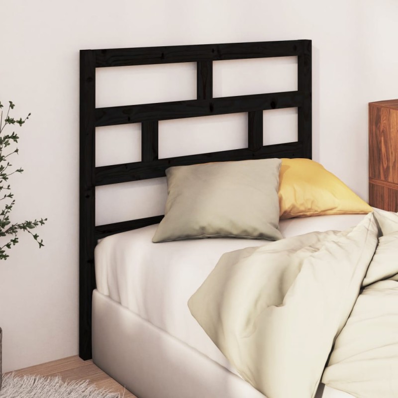 vidaXL Cabecero de cama madera maciza de pino negro 106x4x100 cm vidaXL Cabecero de cama madera maciza de pino negro 106x4x100 cm