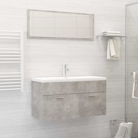 vidaXL Set muebles de baño 2 piezas madera contrachapada gris hormigón