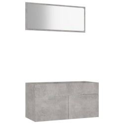 vidaXL Set muebles de baño 2 piezas madera contrachapada gris hormigón