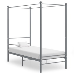 vidaXL Estructura de cama con dosel metal gris 90x200 cm
