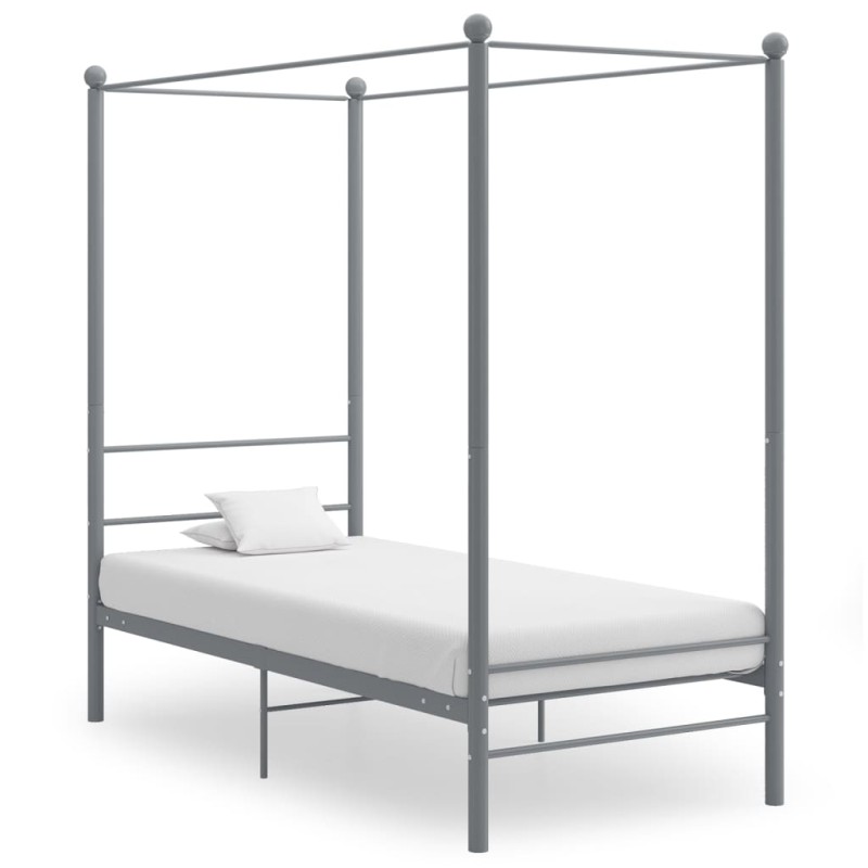 vidaXL Estructura de cama con dosel metal gris 90x200 cm vidaXL Estructura de cama con dosel metal gris 90x200 cm