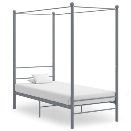 vidaXL Estructura de cama con dosel metal gris 90x200 cm