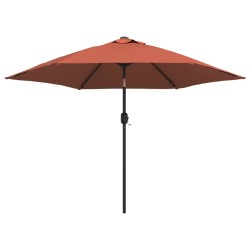 vidaXL Sombrilla de jardín con luces LED palo acero terracota 300cm