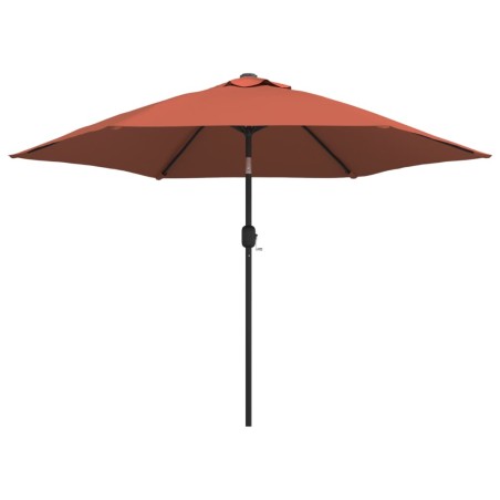 vidaXL Sombrilla de jardín con luces LED palo acero terracota 300cm