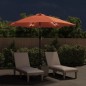 vidaXL Sombrilla de jardín con luces LED palo acero terracota 300cm vidaXL Sombrilla de jardín con luces LED palo acero terracota 300cm