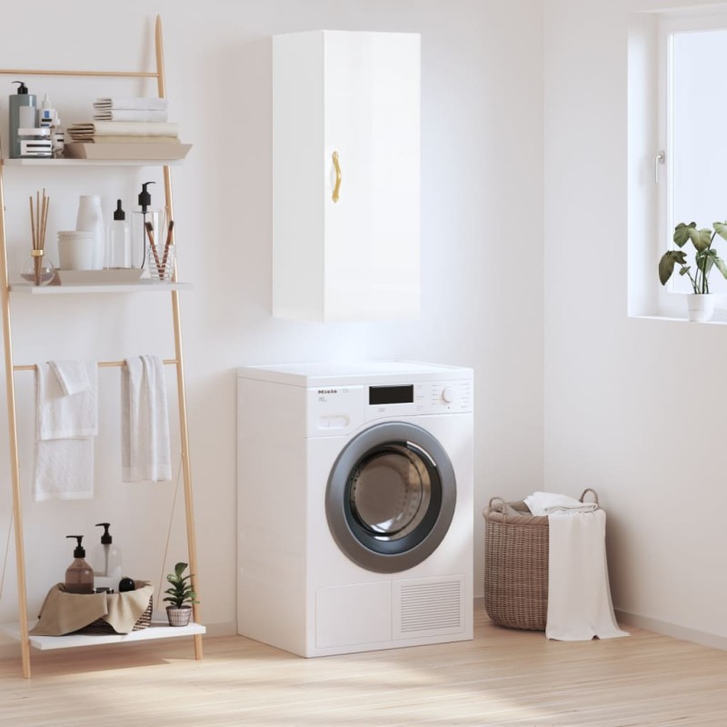 vidaXL Armario de pared blanco brillante 34,5x34x90 cm vidaXL Armario de pared blanco brillante 34,5x34x90 cm