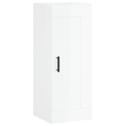 vidaXL Armario de pared madera ingeniería blanco brillo 34,5x34x90 cm