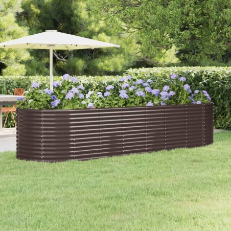 vidaXL Jardinera arriate acero recubrimiento polvo marrón 322x100x68cm