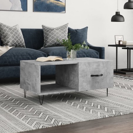 vidaXL Mesa de centro madera contrachapada gris hormigón 90x50x40 cm